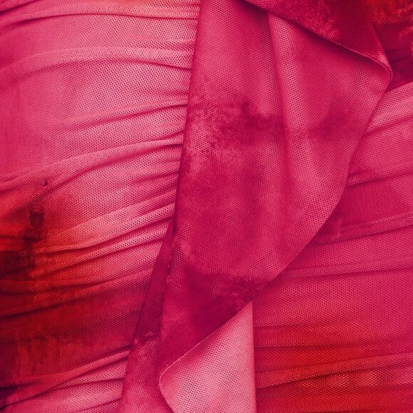 Hot Pink Sexy Women's Tie Dye Draped Ruffle Tube Dress - Picture 7 of 7